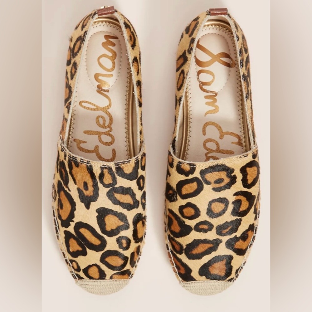 Sam Edelman Khloe Leopard Calf-hair Espadrille Flats.